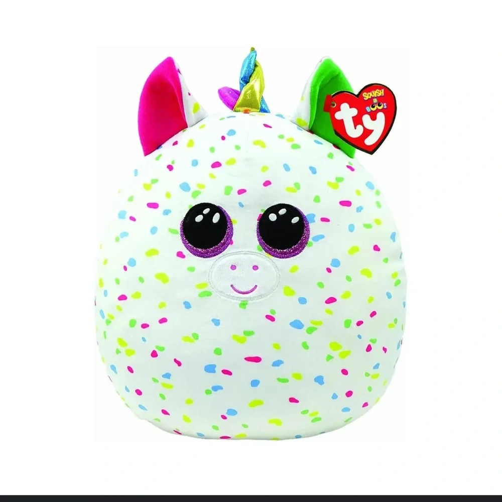 Ty Squish A‎ Boos Harmonie Unicorn Plush Toy 14” Multicolor Dot Pattern Confetti